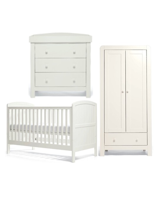Dover White 3 Piece Cotbed Set with Dresser Changer & Wardrobe image number 1